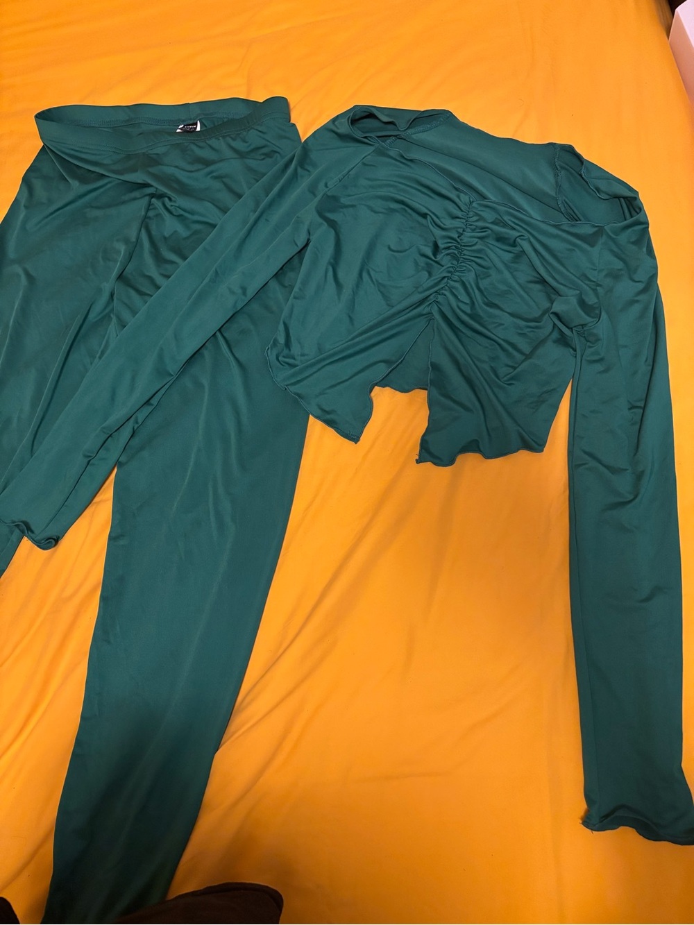 SHEIN Emerald Green Ruched Two-Piece Set